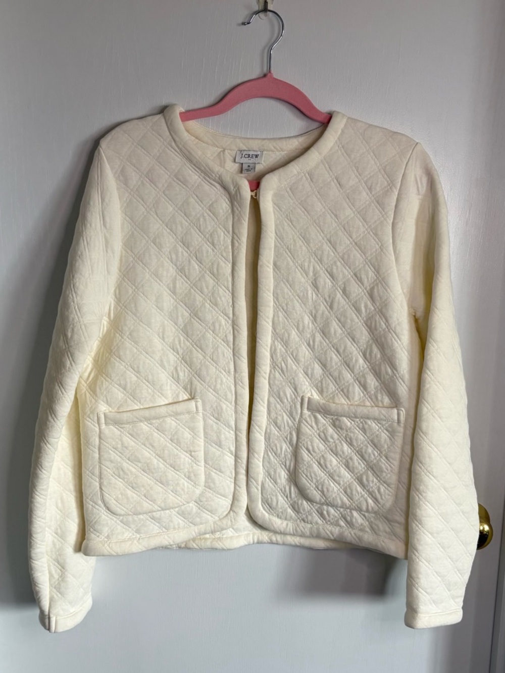 J. Crew Ivory Quilted Lady Jacket